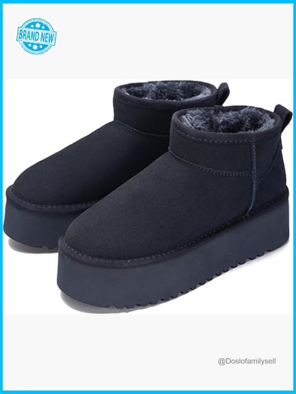 Genuine Suede Ankle Boots with Fur Lining Memory Foam Winter Booties Comfortable
